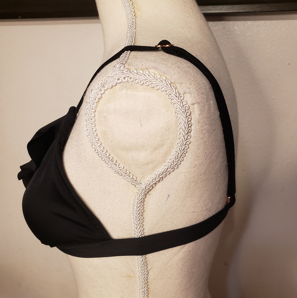 Black Ruffle Bikini Top - Picture 2 of 7